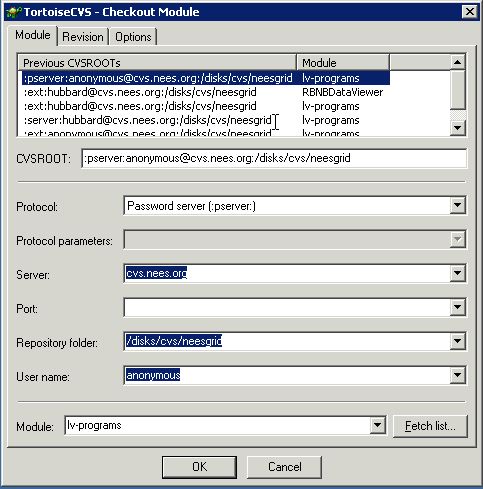 CVS dialog box